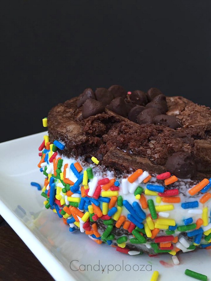 Chocolate brownie ice cream sandwich with sprinkles recipe