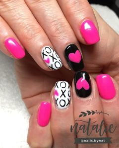 Pink Valentine's Day nails