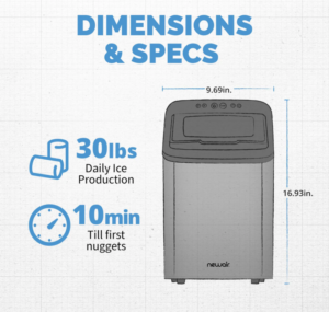 Newair nugget ice machine dimension and specs on candypo.com